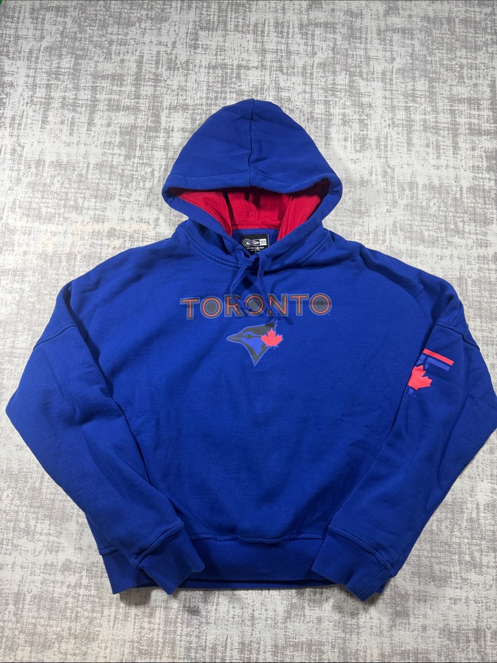 Toronto Blue Jays Unisex Warm Comfy Royal Blue Pullover Hoodie sz Small 21.5X22